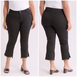 New Democracy Fray Step Hem Kick Flare Jeans Faded Black Wash Ab Plus Size 20W